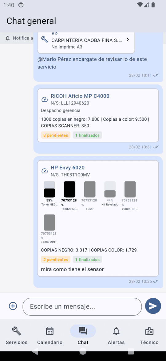 Estado de máquina en chat