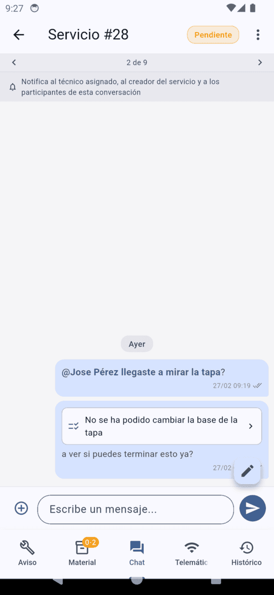 Menciones en chat