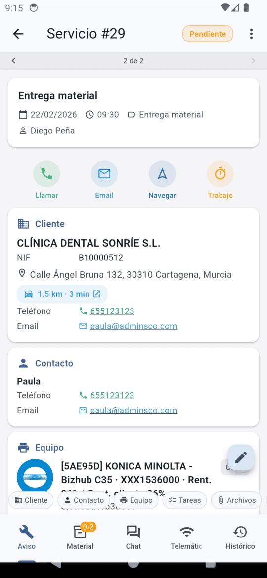 Detalle de servicio