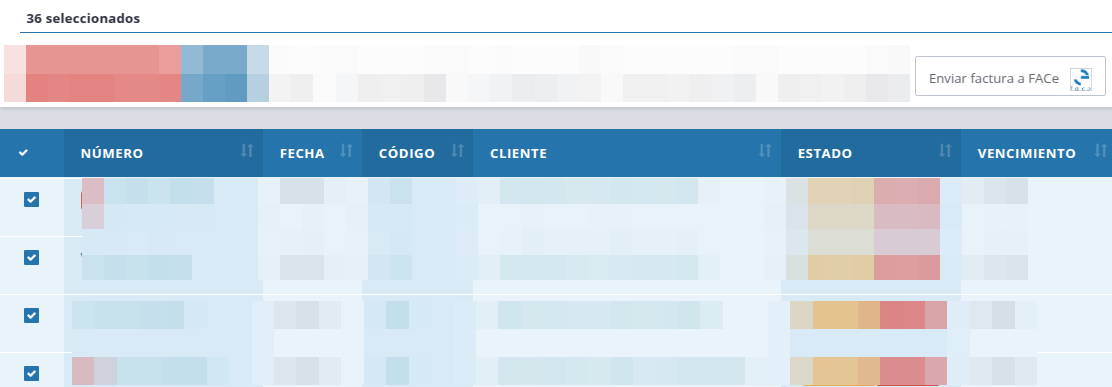 Selección y emisión de facturas a FACe desde la aplicación en un clic